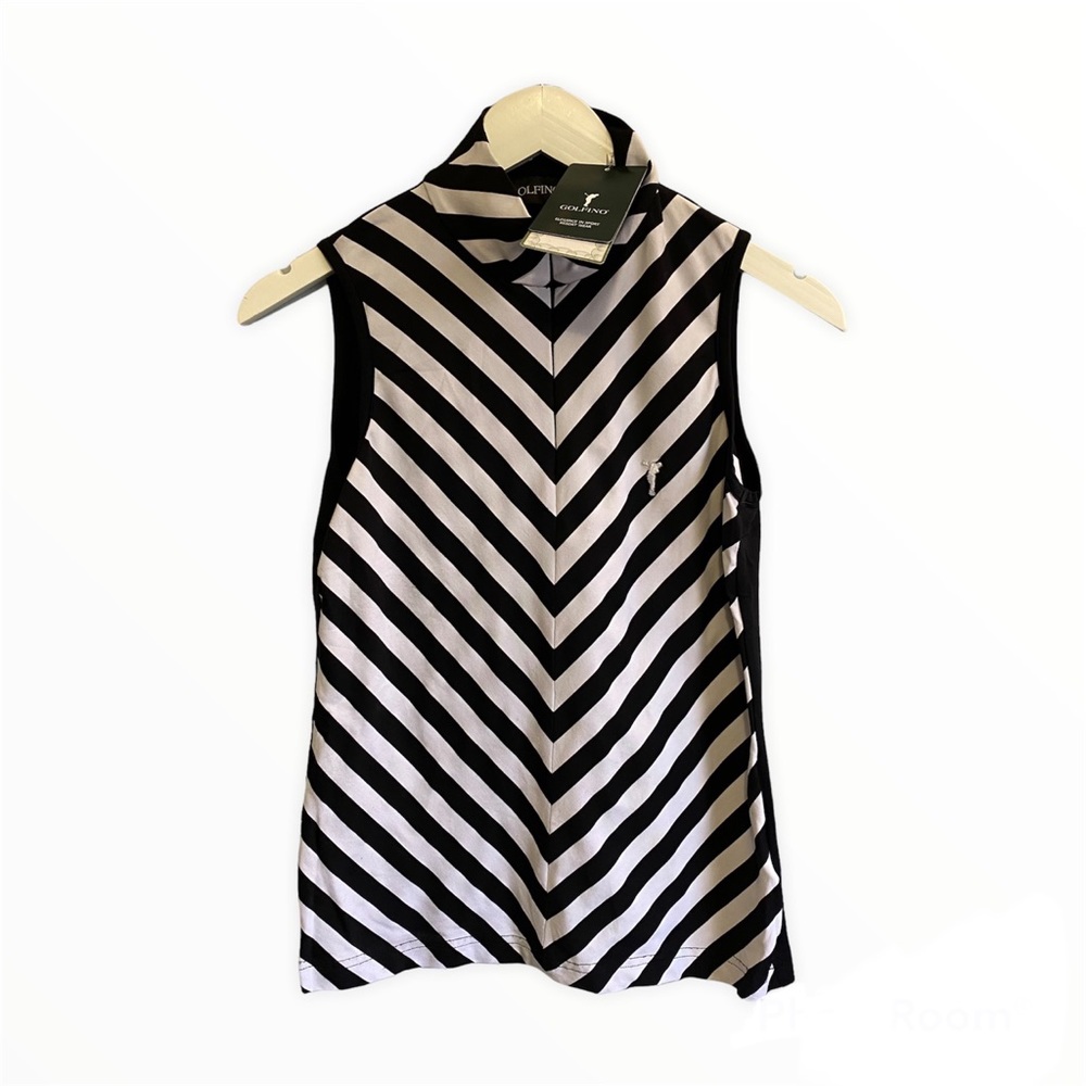 Golfino Black and White Striped Sleeveless Top